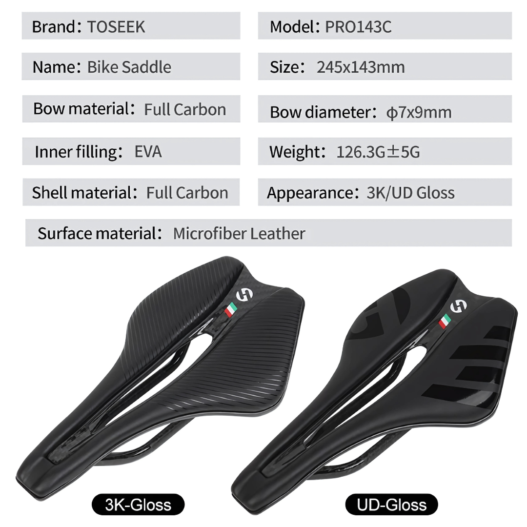 Asiento de Ciclismo Full Carbon